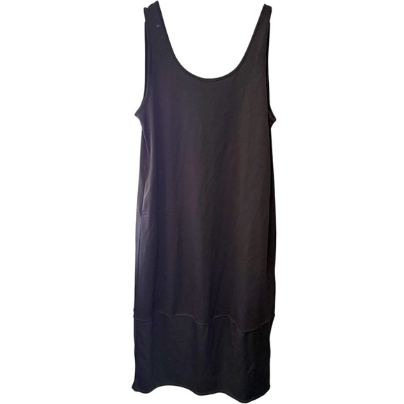 NWT Halara Black Sleeveless Midi Dress Plunge Back, Size XL - Picture 2 of 10